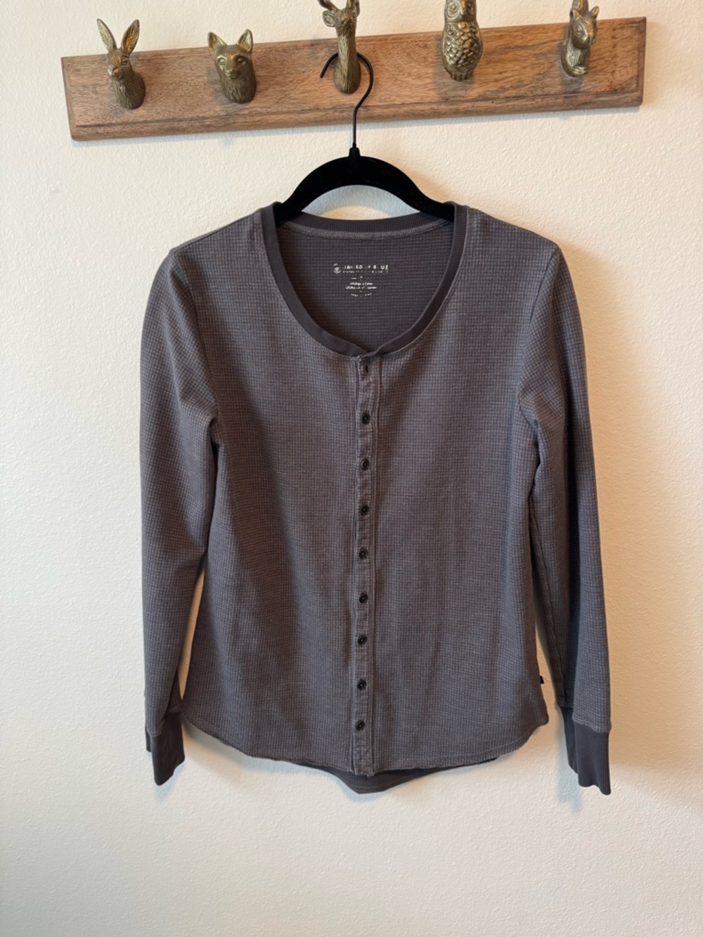United By Blue Waffle Thermal Long Sleeve Top - Charcoal Gray